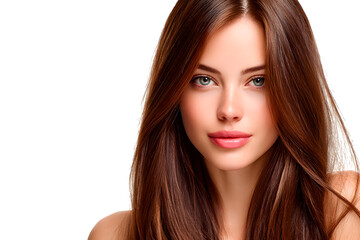 Naklejka premium woman girl model with perfect hair for shampoo advertising on transparent background