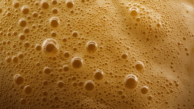 Refreshing golden beer with bubbles closeup view of the perfect pour 
