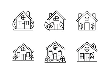 eco house plan line art vector illustration