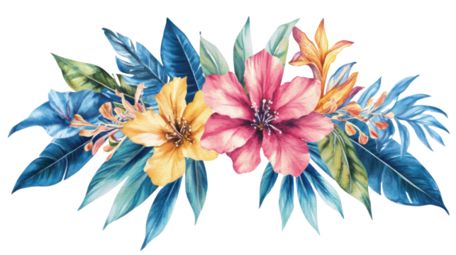 Vibrant watercolor floral arrangement featuring colorful hand painted flowers artistic botanical composition isolated on white background