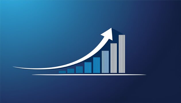 modern finance growth logo with upward arrow and bar chart for business analytics