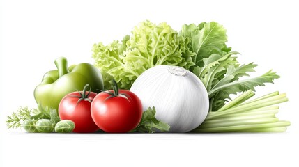 Vibrant still life of fresh vegetables and fruits colorful display of healthy eating