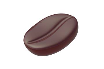 Coffee bean isolated on white background. Roasted grain. 3d render