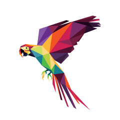 Flying Parrot in Polygonal Low poly. abstract Flying Parrot Icon Vector. Polygon Animal Parrot Vector.