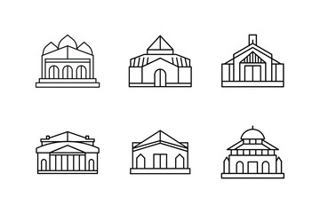 exhibition hall icon line art vector illustration