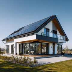 Modern House with Solar Panels on Roof Modern Architecture Design