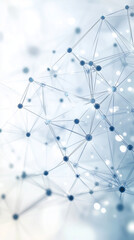 Abstract polygonal mesh with interconnected glowing nodes, futuristic data network, tech concept, white background