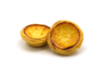 Egg tart the delicious crispy bakery on  white background