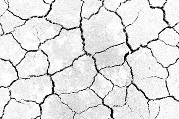 Texture soil dry crack background pattern of drought lack of water of nature white black old broken.