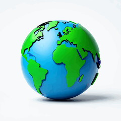 Naklejka premium Cartoon Earth Globe Showing Continents and Oceans