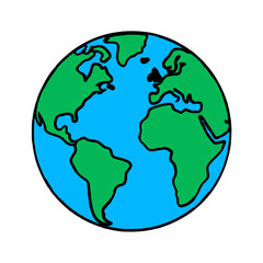 Cartoon Earth Globe Showing Continents and Oceans

