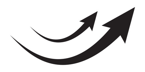 Long arrows icon. Long curved hand drawn arrow isolated.