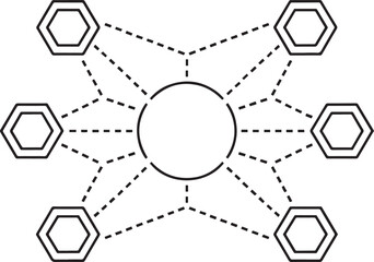 Abstract Hub Spoke, Data Hub Symbols, Centralized Node Design, Abstract Tech Icons, Digital Connection, data flow