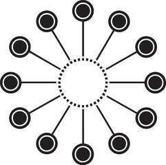 Abstract Hub Spoke, Data Hub Symbols, Centralized Node Design, Abstract Tech Icons, Digital Connection, data flow