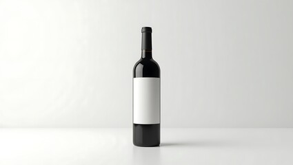 Fototapeta premium Minimal Wine Bottle on White Background