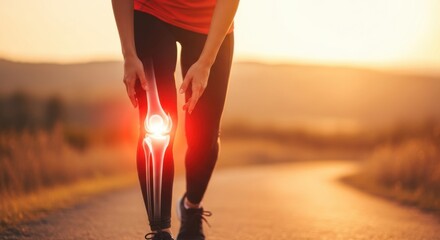 Runner experiencing knee pain during outdoor exercise