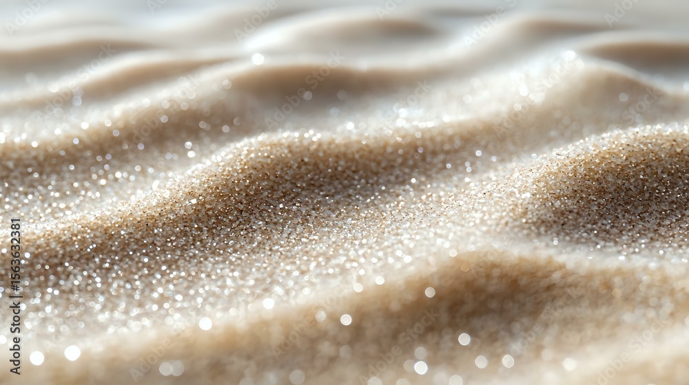 Poster shimmering golden waves of glitter and sparkles create mesmerizing abstract pattern on soft beige ba