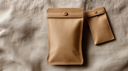 Two brown paper bags are on a table