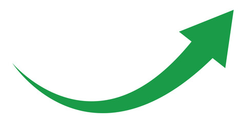 Curved arrow right direction vector sign. Curved arrow sign. Green rounded arrow. Arrow pointer icon sign symbol vector.
