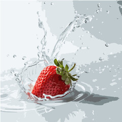 strawberry in water splash | Nature beauty 