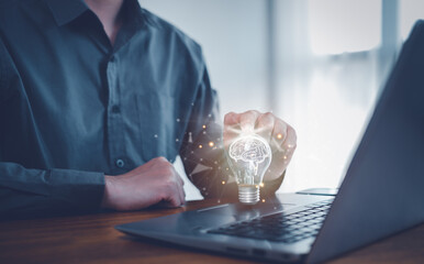 Idea thinking processes and psychology, thinking concept. Machine learning and artificial...
