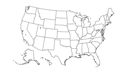 United States Map with State Borders Outline
