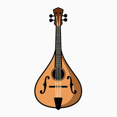 Naklejka premium Illustration of a Mandolin with Strings and F-Holes, a Musical Instrument for Folk Music