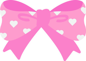Pink Bow with White Hearts for Romantic Gift Wrapping or Decor