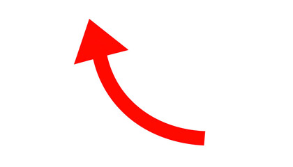 Red Curved Arrow Icon for Thumbnails or Highlights on White Background