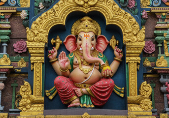 Fototapeta premium Ganpati Festival Altar with Floral Garland