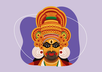 vector portrait of a Yakshagana performer from Karnataka, India.