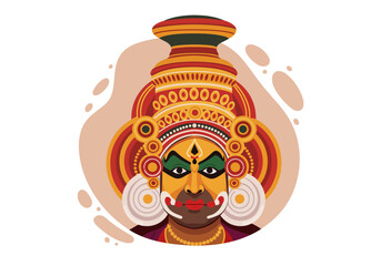 vector portrait of a Yakshagana performer from Karnataka, India.