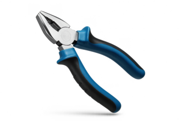 Professional combination pliers tool isolated on transparent background, close-up.