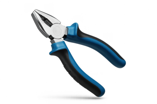 Professional combination pliers tool isolated on transparent background, close-up.