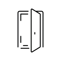 Entrance line icon. Continuous one line with curl. Entry door sign. Building exit symbol. Entrance single outline ribbon. Loop curve pattern. Vector