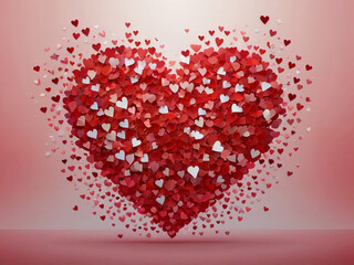 Heart shape formed by many small red and white hearts love romance