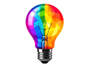 Obraz premium Bullseye with darts stuck in the center pg - Firefly_a colorful glowing idea bulb lamp, isolated design element on transparent background, 