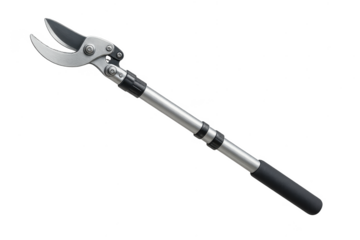 Professional long-handled tree pruner isolated on a transparent background