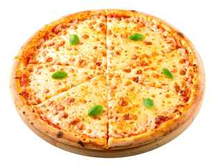 Bullseye with darts stuck in the center pg - Firefly_Cheesy Italian pizza isolated on transparent background .