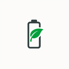 Eco battery icon charging with green leaf energy

