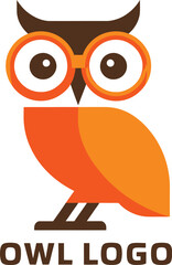 A cartoon owl logo with glasses and brown and orange coloring.
