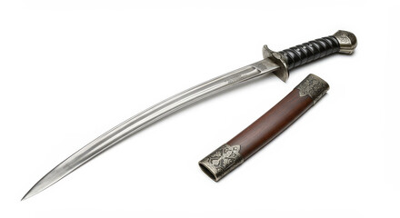 Curved knife and sheath isolated