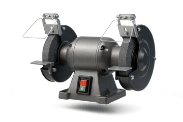 Heavy-duty industrial bench grinder isolated on transparent background