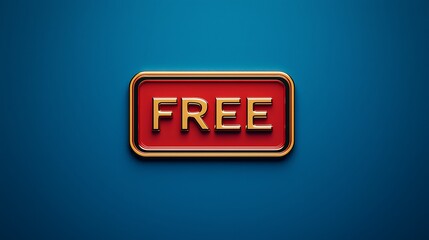 A red and gold rectangular badge with the word "FREE" in bold letters on a blue gradient background.