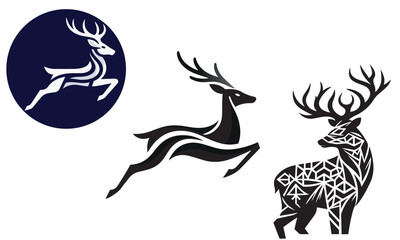 Elegant deer silhouette logo design with vibrant color options