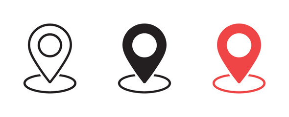 Location map pointer icon, place pin marker sign - red gps map pointers in flat style, vector illustration.
