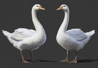 Obraz premium PNG White swan fullbody animal goose bird.