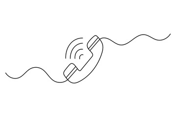 Call icon continuous one line drawing minimalist style outline isolated vector illustration
