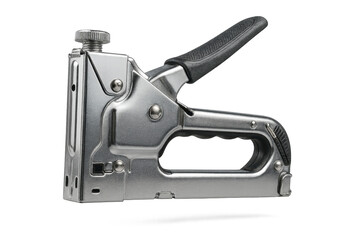 Heavy-duty staple gun isolated on a transparent background, close-up shot