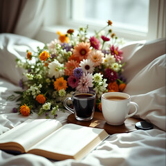 Concept of relaxation and leisure, as the person enjoying the coffee